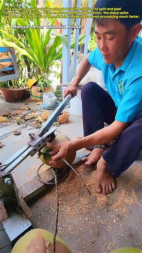 Peeling Coconut Husk Fast : How This Manual Lever Tool Works