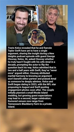 Travis Kelce Says He and Taylor Swift Never Fight, Seeks Marriage Advice From George Clooney #shorts