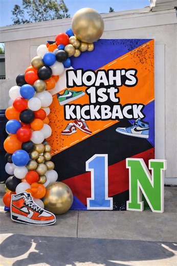 Kickback Sneaker Ball Banner, Sneaker Ball Backdrop, Birthday Party Banner, Sneaker Theme Party Decor, Custom Name Sign, My First Kickback - Etsy