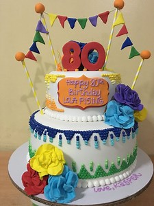 8.1K views · 75 reactions | Lola Pising's 80th Birthday Cake Fiesta Themed Cake 2 layers 10"+7" chocolate cake with fondant cover and fondant toppers | Kiddie Affairs Custom Cakes | Facebook