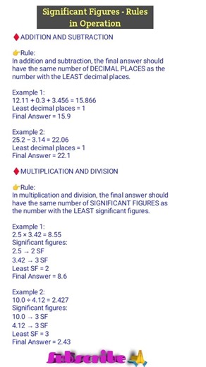 SIGNIFICANT FIGURES – RULES IN OPERATIONS