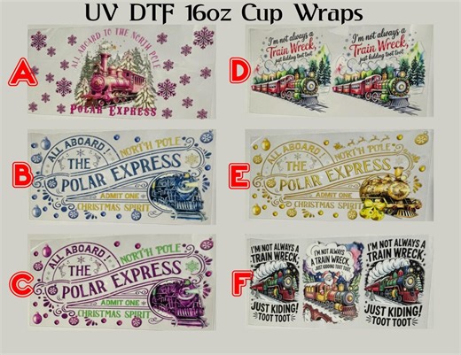 Christmas Train Express Polar UV DTF Waterproof Individual Cup Wraps 16oz Libbey Can Stickers Decal - Etsy