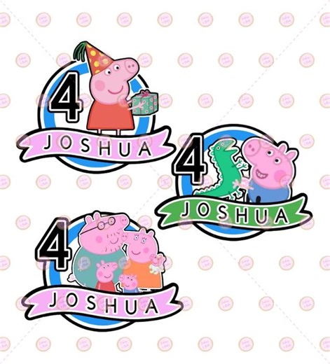 Pig Theme Cake Topper Digital Download | Personalised Name & Age | Cartoon Pig Birthday Cake Topper | Printable PDF - Etsy