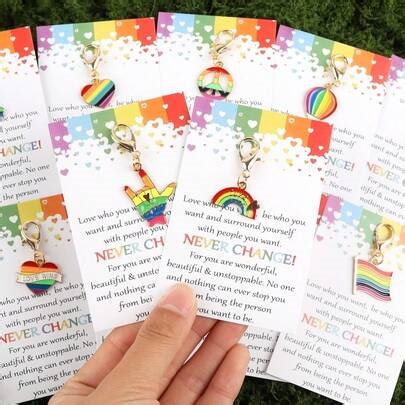 11pcs Positive Rainbow Pride Keychain Packs, Emotional Rainbow Support Pride Month Birthday Gifts For Women Friend Coworker LGBTQ Gay, Employee Appreciation Administrative Professionals Day Gift Gifts For Mother, Father, Graduation, And Teacher | SHEIN