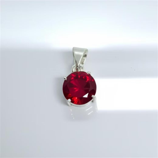 Handmade Ruby Pendant Round Shape With Free Chain, Red Gemstone Jewelry for Women & Men - Etsy