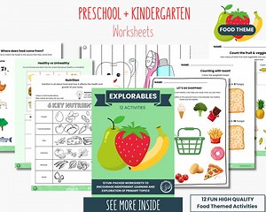 Food Worksheets Fun for Children Preschool Primary Kindergarten Pre-k Nutrition Kids Food Chain Emotions Food Facts Fruit Printables Puzzle - Etsy