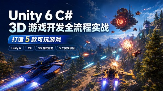 Unity 6 C# 3D 游戏开发全流程实战：打造 5 款可玩游戏