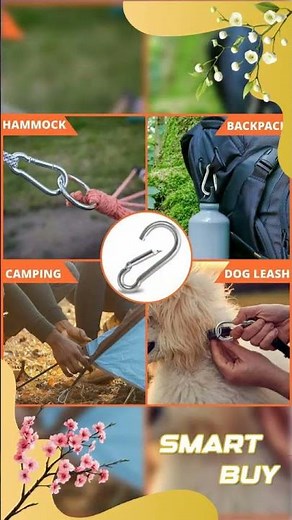 304 Stainless Steel Spring Snap Hook - Key Ring Buckle outdoor 300 Lbs Heavy Duty safety hook hoi...