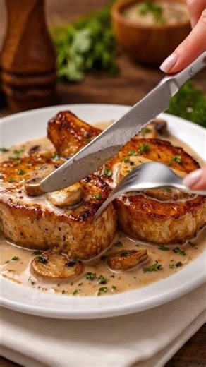 Creamy Garlic Mushroom Pork Chops
