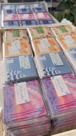 proper sticky note reveal 🩵 these are always so fun to make, I end up making more designs than I originally planned 😅 #kawaii #stickershop #art #stickynotes #stickers