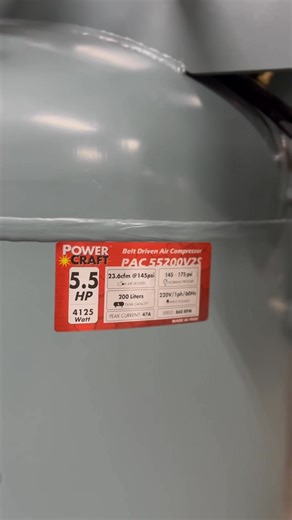 Power up your workshop with the Powercraft 5.5 HP Vertical Air Compressor! 19 CFM @ 145 PSI | 200L Tank | Built to handle the toughest jobs with ease. Space-saving design reliable performance = your new productivity partner! Ready to upgrade? Don’t wait-power through every project like a pro! #Powercraft #AirCompressor #WorkshopEssentials #BuiltToLast | Skunkworks Customs
