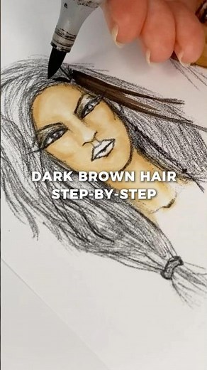 Dark Brown Hair Step-By-Step Copic Sketch Marker E49 | Tutorial Teaser