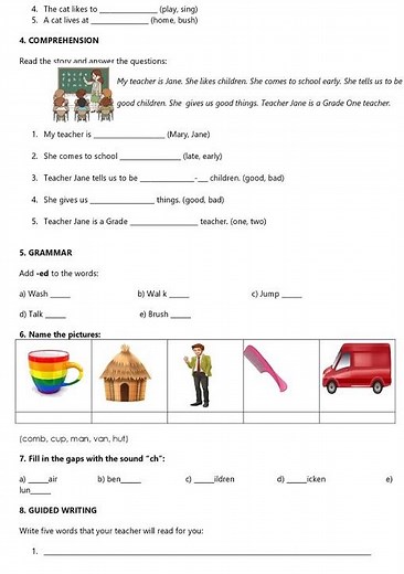 Grade 1 English Language Activities End of Term 2 2026 Exam with Marking Scheme