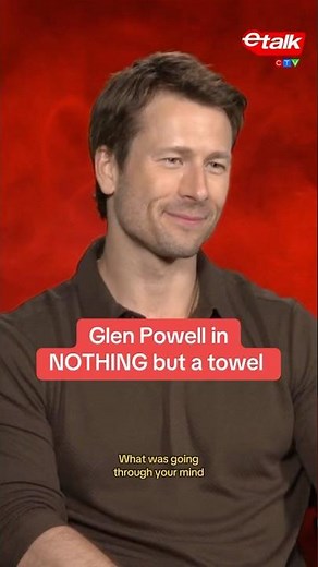 Glen Powell in NOTHING but a towel in ‘The Running Man’