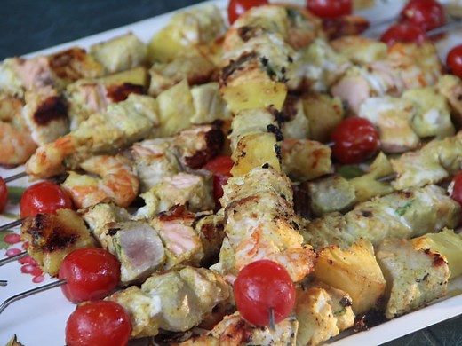 Brochettes au poisson à la plancha