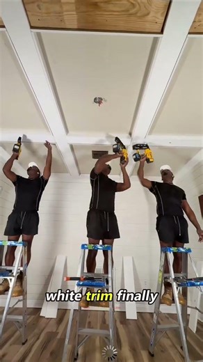 DIY Coffered Ceiling Makeover (Satisfying Process!) #interiordesign #homedecor #reels #shorts