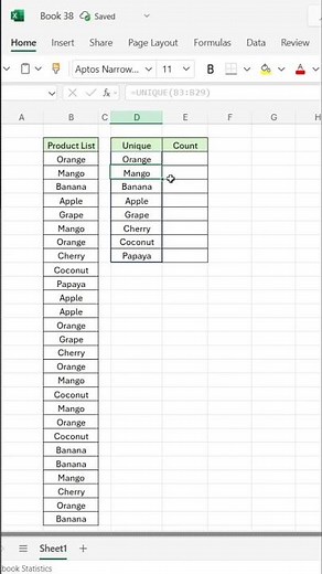 Excel UNIQUE & COUNT Function Full Tutorial – 100% Easy Trick for Beginners | MS Excel Class