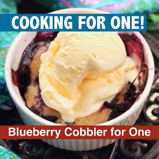 17K views · 704 reactions | RECIPE: https://onedishkitchen.com/blueberry-cobbler-recipe/ Satisfy your sweet tooth with this easy-to-make single serving Blueberry Cobbler, a classic dessert that combines a juicy blueberry filling with a buttery, biscuit-like crust. This comforting dish requires minimal effort and ingredients, and is perfectly portioned just for you. | One Dish Kitchen - Your Cooking For One Source | Facebook