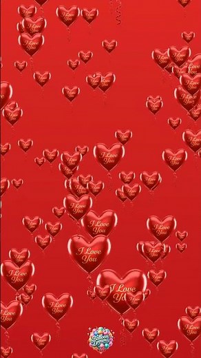I Love You Balloon Background Video, Color Flying Balloons Flying in the Sky, Sensory Video