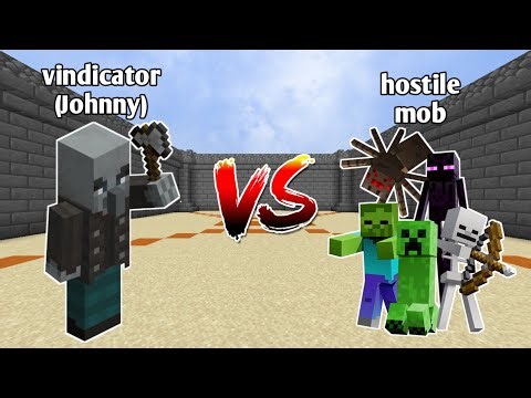 Vindicator Johnny vs all hostile mob #minecraft