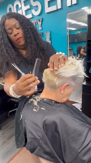 Pixie Cut!🩵✂️🩵✂️🩵 Our First Group Master Hair Cuttting Class‼️🔥 #BeautySchool #edwardscissorhands #Queenofcut #Ogecutz * I don’t own the rights to this music that you hear in the background | LaShawn Davis-Oge