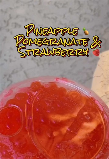 DutchH20 🍍🍓😋 Order: Large DutchH20 with pineapple, pomegranate & strawberry syrup, add a sour shot, coconut milk & strawberry popping boba 😍🙌🏽 Sooo bomb my new fav 🤏🏽 #fypシ #dutchbros #sacramento #dutchh2o #foryoupage
