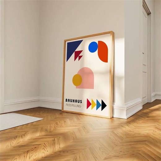 Abstract Geometric Wall Art – Orange & Blue Print for Bold Interiors