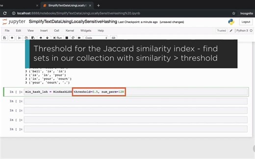 5-6. Similar Documents Using Jaccard Index and Locality-sensitive Hashing