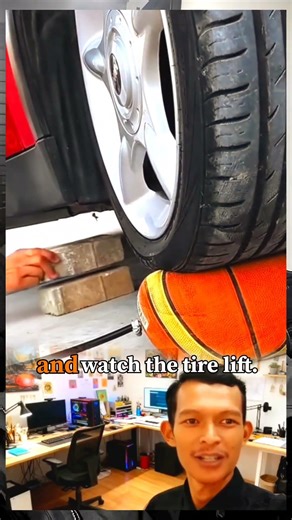 No Jack? Lift Your Car with a Basketball! Genius Emergency Hack #creative #short #shorts #shortvideo