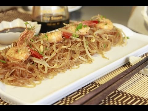 Fideos chinos con gambas