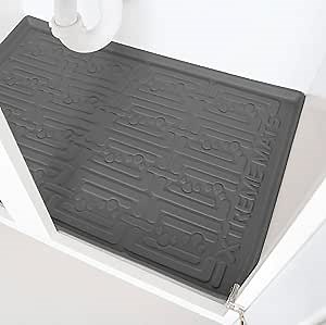 XTREME MATS Waterproof Undersink Mat (Gray 22" 1/4 x 22 1/4) Cabinet Base Liner for Kitchen & Laundry Cabinets Catches Leaks Prevents Damage Flexible Sink Driptray