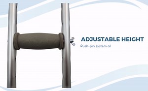 Aluminum Crutches for Walking, Push Button Height Adjustable Crutches | Includes Padded Underarm Cushions, Hand Grips, & Rubber Tips - Max. Weight Capacity 350 Lb. (Youth)