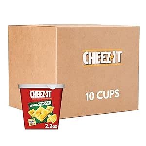 Cheez-It Baked Snack Cheese Crackers in a Cup, White Cheddar, Single Serve, 2.2 oz(Pack of 10)