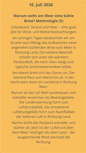 Warum weht am Meer eine kühle Brise? Meterologie (5) #meerwind #wetterkunde #meterologie