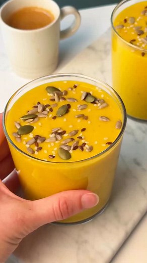 Mango & Turmeric Breakfast Smoothie 🌟 Sweet, creamy mango blended with a touch of turmeric for antioxidants to give your body a boost before winter sets in 🌱 Here’s what you’ll need: - 150 g frozen mango - 1 teaspoon ground turmeric - 1 ripe banana, peeled - 30g porridge oats - 200ml coconut milk How to make it: 1. Place all of the ingredients into a powerful blender and blend until a smooth mixture forms. You can add a dash more coconut milk if you like it a little more runny. 2. Once smooth,