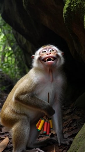 Monkey’s Firecracker Prank Scares Lions! 🐒💥🦁#MonkeyPrank #FunnyAnimals #YouTubeShorts #ViralShorts