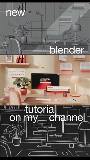 How to Model an Aesthetic 3D Workspace from Scratch #3d #motion #blender #animation #beginners #ui