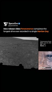 Perseverance set a new record on Mars by driving 411.7 meters in a single Martian day. This video shows the view from the rover’s navigation cameras during the drive, with tracks from earlier traverses still visible on the surface. Credit: NASA/JPL Follow @spaceeves #Mars #Perseverance #SpaceExploration | SpaceEve
