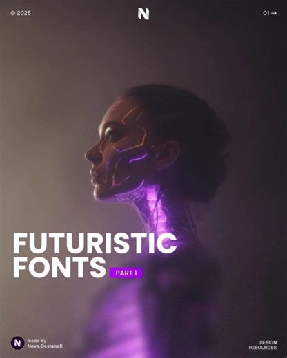 Nova DesignX | Brand & Visual Design on Instagram: "🛸 Free Futuristic Fonts 📌 Don’t forget to save this for later! Images inspired by Grayve (Prompthero) #futuristicfonts #graphicdesign #fonts"
