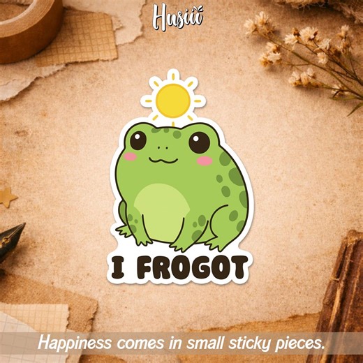 I Forgot Cute Kawaii Frog Sticker, Aesthetic Animal Funny Meme Sticker for Water Bottle Car Gift Laptop Helmet - Etsy