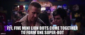 FYI, five mini lion bots come together to form one super-bot