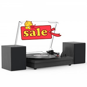 RetroAudio Vinyl Record Player Bluetooth Turntable with External Speakers Belt-Drive Turntable Support 3 Speed 3 Size Wireless Playback, Black