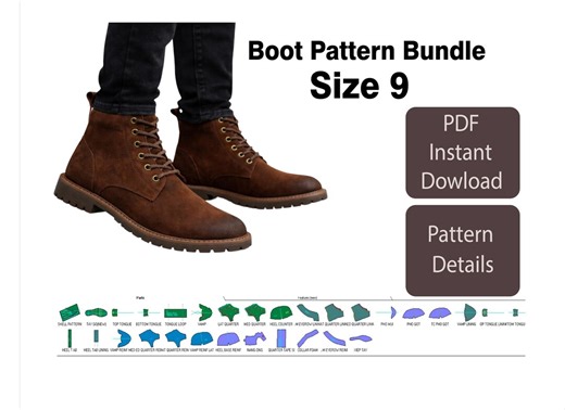 Service Boot Pattern PDF | US Size 9 Leather Shoe Making Template (instant Download) - Etsy