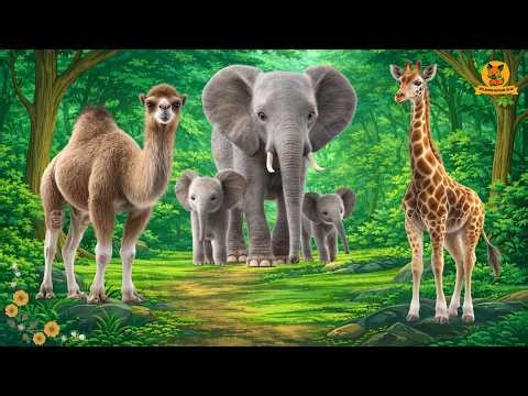 110 Cute Animal Sounds 🐱🐮🐑 | Elephant, Camel, Giraffe, Koala, Raven & Red panda Sounds