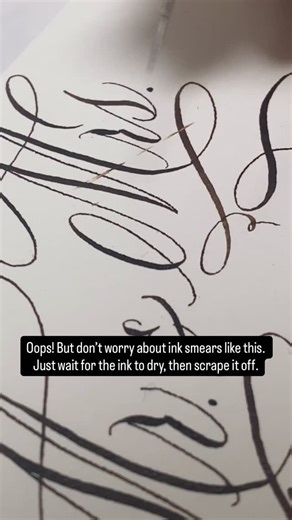 The manual “undo” button for calligraphy. ↩️ When life gives you ink smears, grab an X-Acto knife. It feels like magic, but it’s really just a matter of patience and a light hand. Save this for your next envelope mishap! Here is the protocol: 1️⃣ Wait for the ink to dry. If it’s even a little wet, you’ll just push the pigment deeper into the paper fibers rather than lifting it off. 2️⃣ Use a light touch. You just want to gently scrape off the top surface of the paper. 3️⃣ Consider the pebble tri