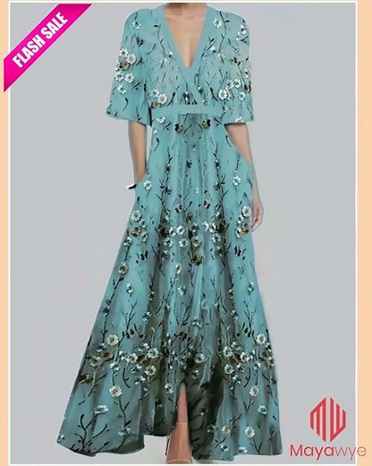 Floral Surplice Short Sleeve Dress