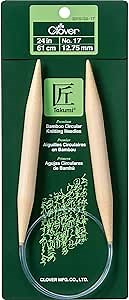 Clover 3016/24-17 No.17 Bamboo Circular Knitting Needles, 24"