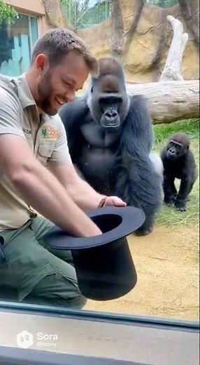 This magic trick broke the gorilla 😭💀🎩🐵