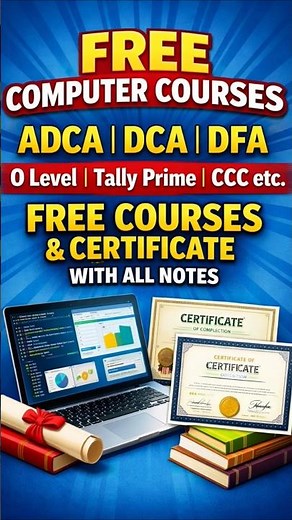 Free Computer Course 2025 | Free Computer Course with Certificate | Free ADCA | free O'Level | DFA