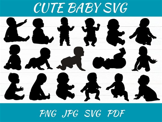 Baby Silhouette SVG Bundle, Clipart Graphics (digital Download) - Etsy
